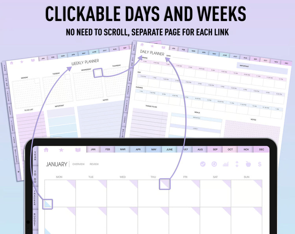 Undated Digital Planner - Purple