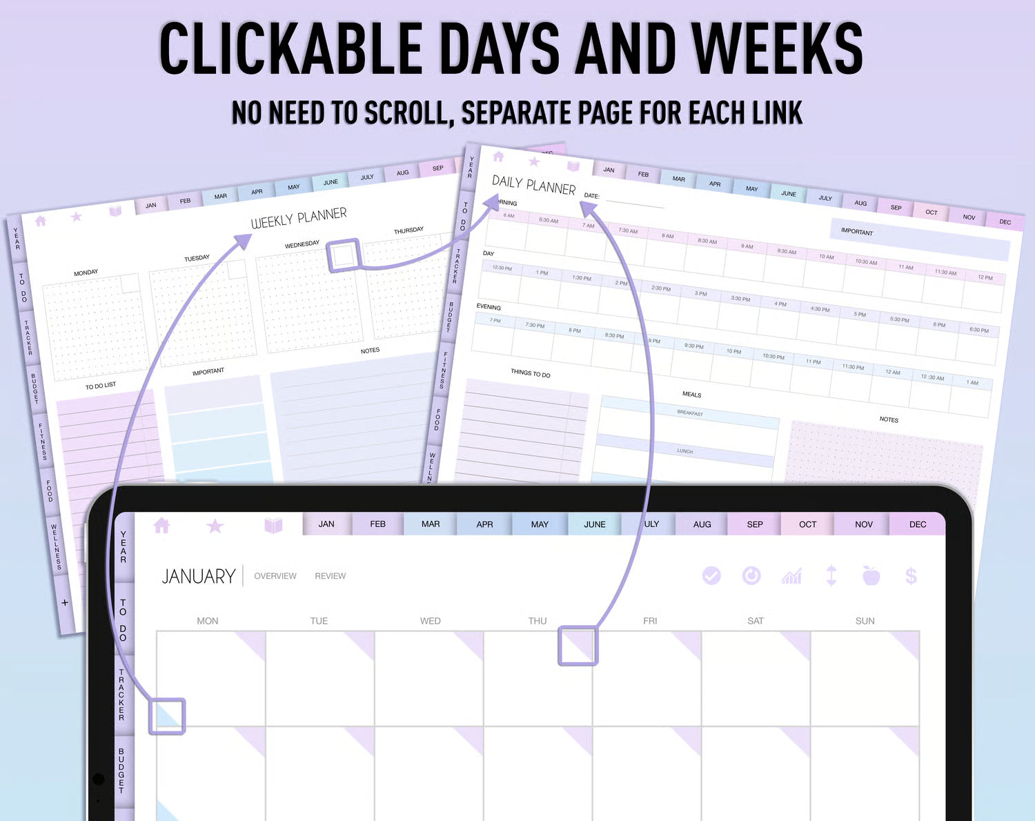 Undated Digital Planner - Purple